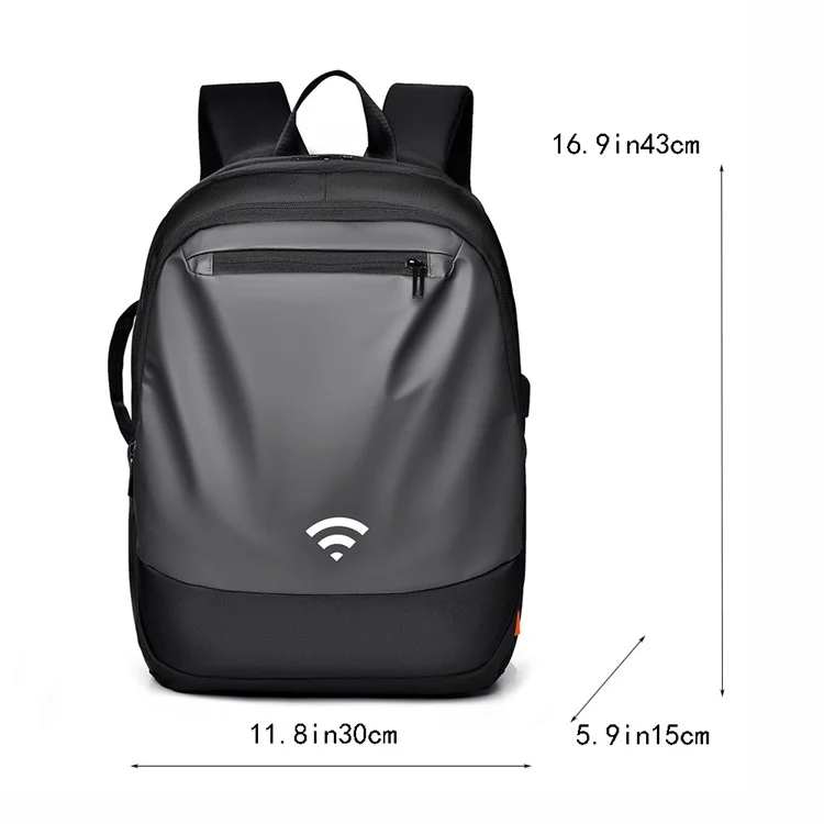 YS3699 Wasserdichter 15,6-Zoll-Laptop-Rucksack mit großer Kapazität, Herren-Reiseschulterbeutel - Schwarz