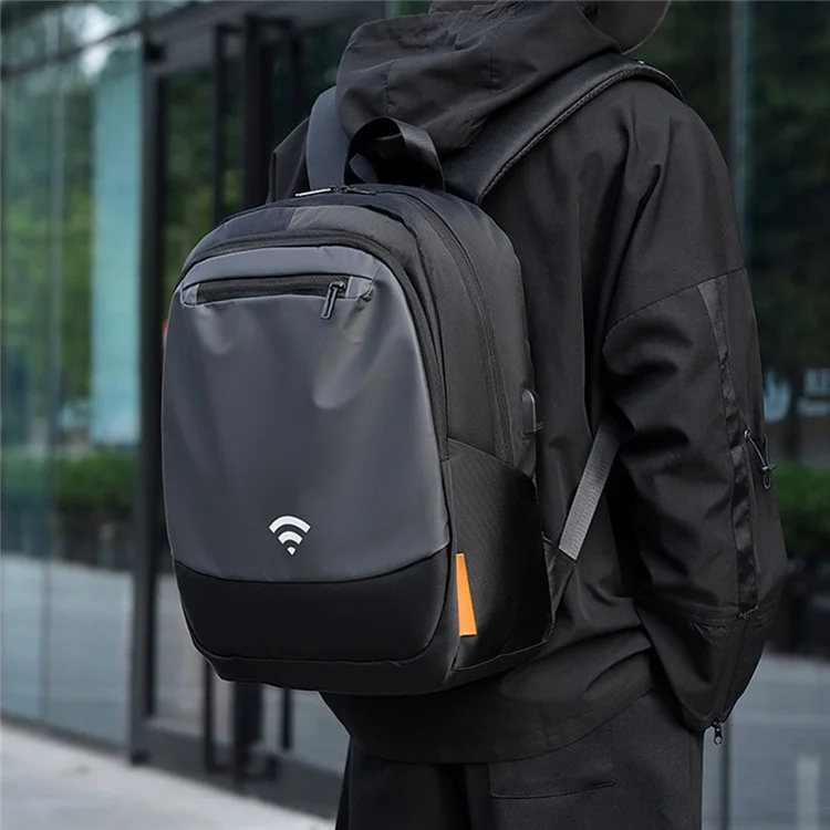 YS3699 Wasserdichter 15,6-Zoll-Laptop-Rucksack mit großer Kapazität, Herren-Reiseschulterbeutel - Schwarz