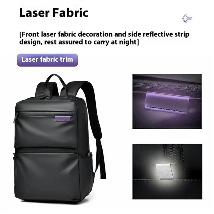 1201 Mochila de negócios de grande capacidade (20-35L) leve e estilosa para viagem, com compartimento para laptop e alças duplas - Preta
