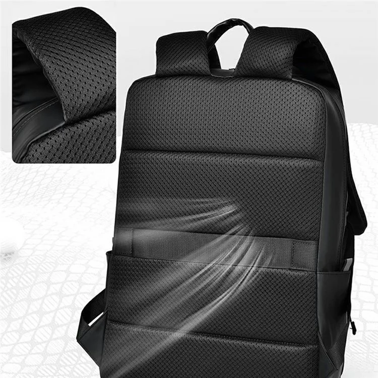 1201 Mochila de negócios de grande capacidade (20-35L) leve e estilosa para viagem, com compartimento para laptop e alças duplas - Preta