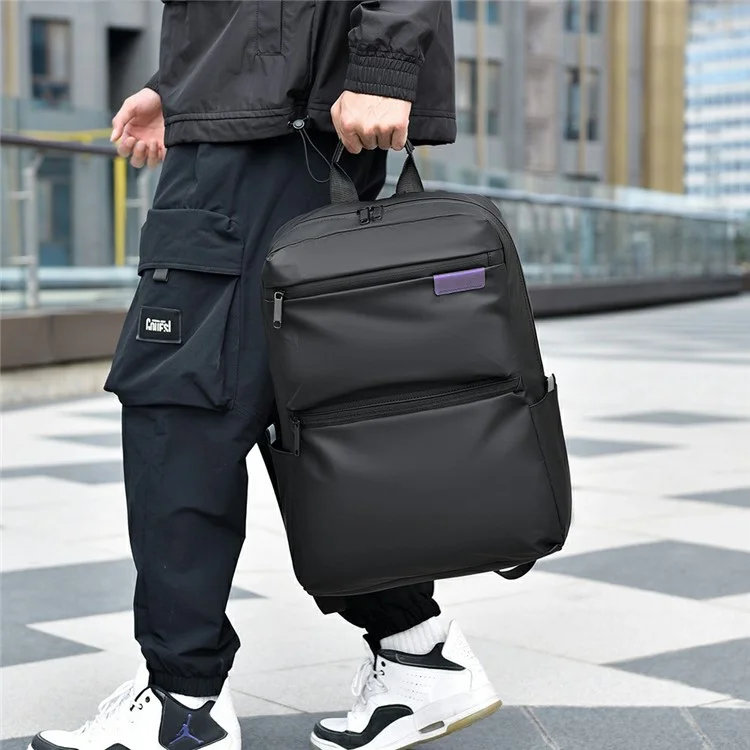 1201 Mochila de negócios de grande capacidade (20-35L) leve e estilosa para viagem, com compartimento para laptop e alças duplas - Preta