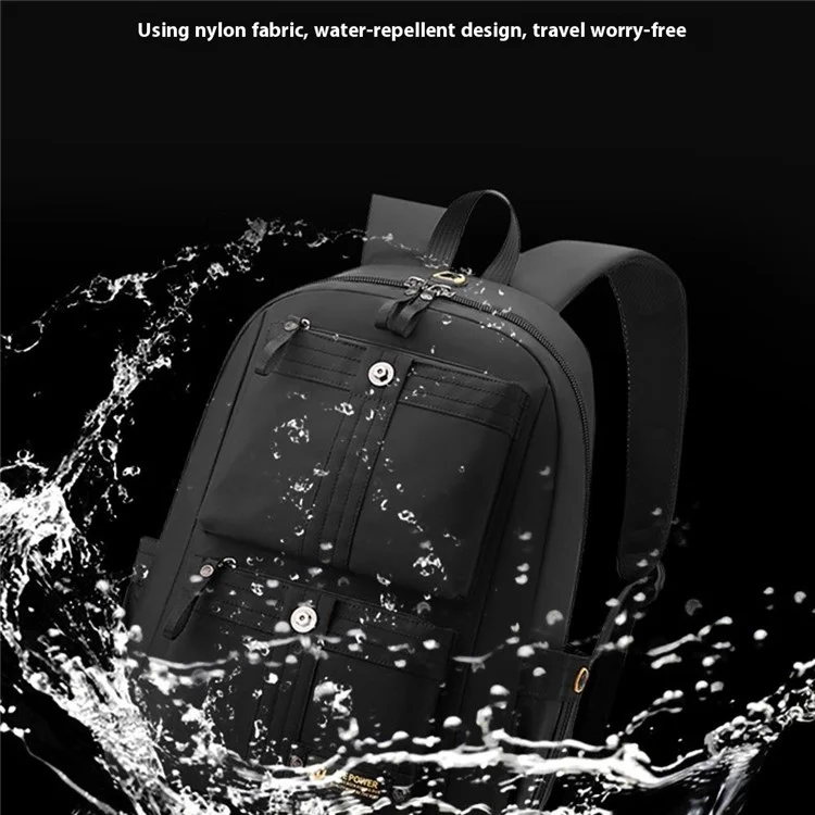 Sac à dos grande capacité WEPOWER 7111 pour hommes, étudiants, voyage, léger, en nylon, sac de jour casual - Noir