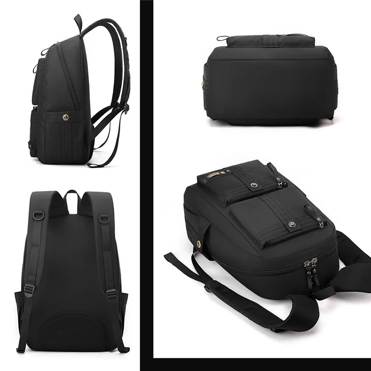 Sac à dos grande capacité WEPOWER 7111 pour hommes, étudiants, voyage, léger, en nylon, sac de jour casual - Noir