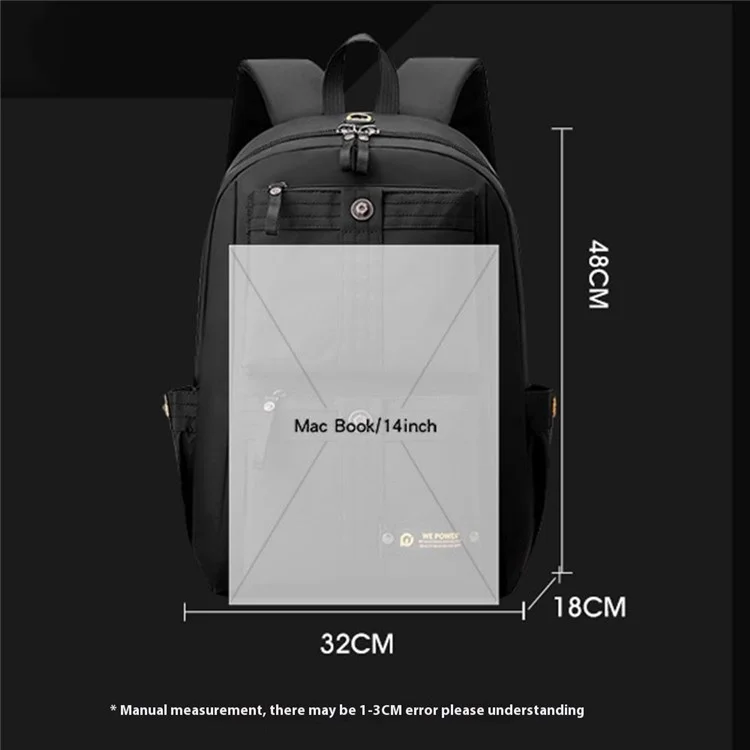Sac à dos grande capacité WEPOWER 7111 pour hommes, étudiants, voyage, léger, en nylon, sac de jour casual - Noir