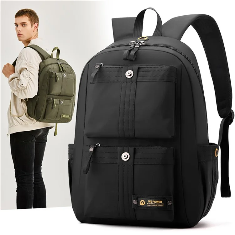 Sac à dos grande capacité WEPOWER 7111 pour hommes, étudiants, voyage, léger, en nylon, sac de jour casual - Noir