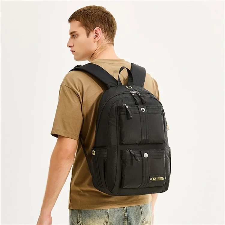 Sac à dos grande capacité WEPOWER 7111 pour hommes, étudiants, voyage, léger, en nylon, sac de jour casual - Noir