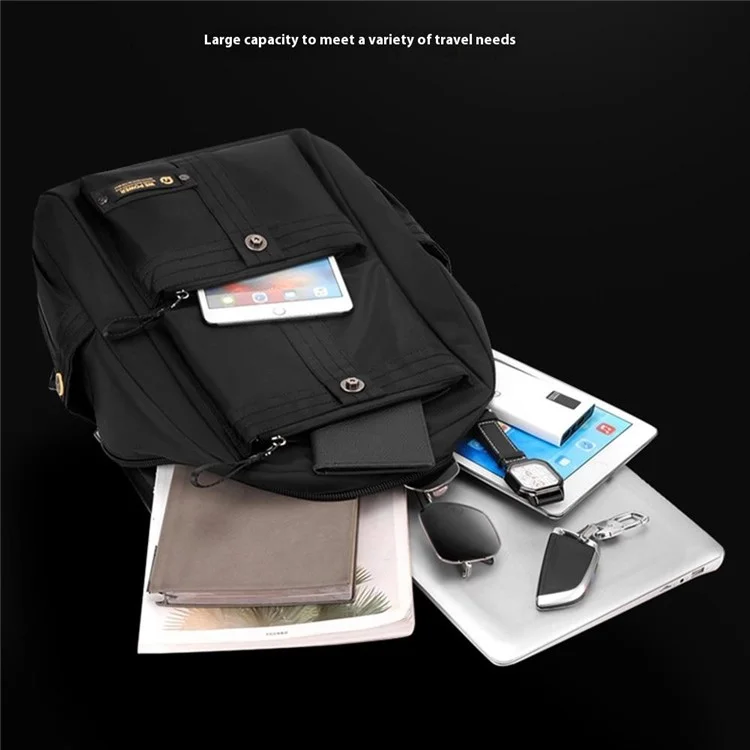 Sac à dos grande capacité WEPOWER 7111 pour hommes, étudiants, voyage, léger, en nylon, sac de jour casual - Noir