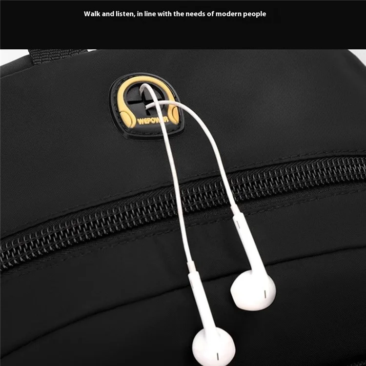 Sac à dos grande capacité WEPOWER 7111 pour hommes, étudiants, voyage, léger, en nylon, sac de jour casual - Noir