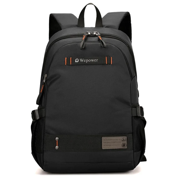 WEPOWER 8107 Mochila de laptop para viagens e deslocamentos masculina, de nylon, com grande capacidade, para estudantes e uso casual - Preta