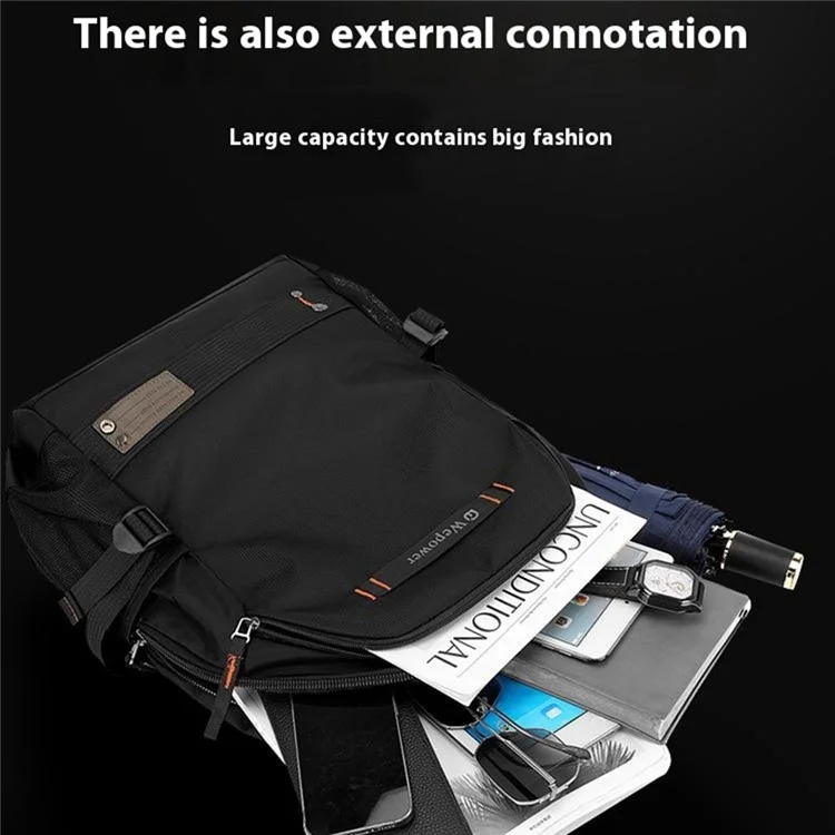 WEPOWER 8107 Mochila de laptop para viagens e deslocamentos masculina, de nylon, com grande capacidade, para estudantes e uso casual - Preta