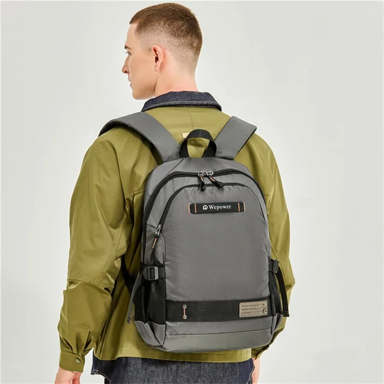 WEPOWER 8107 Mochila de laptop para viagens e deslocamentos masculina, de nylon, com grande capacidade, para estudantes e uso casual - Preta