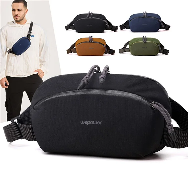 WEPOWER 2203 Waterproof Nylon Multi-Function Chest Bag Men Crossbody Waist Pack - Black