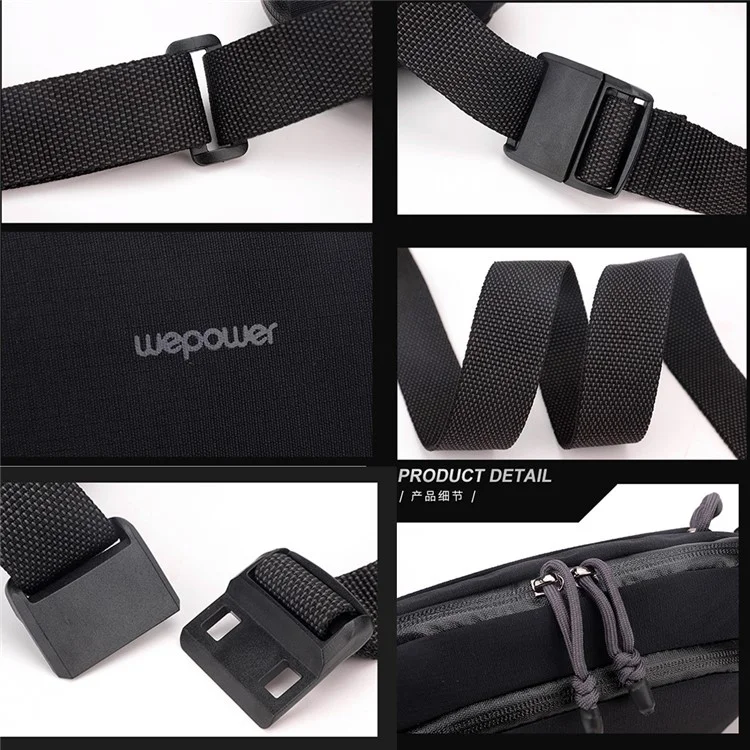 WEPOWER 2203 Waterproof Nylon Multi-Function Chest Bag Men Crossbody Waist Pack - Black
