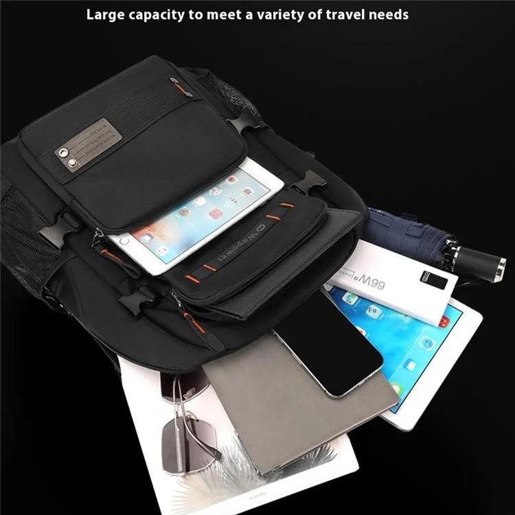 WEPOWER 8110 Sac à dos de loisirs en nylon grande capacité pour usage professionnel et voyage - Noir