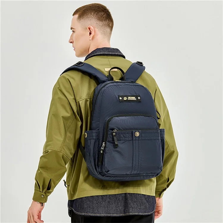 WEPOWER 7104 Zaino in nylon impermeabile per studenti, viaggio, grande capacità - Nero