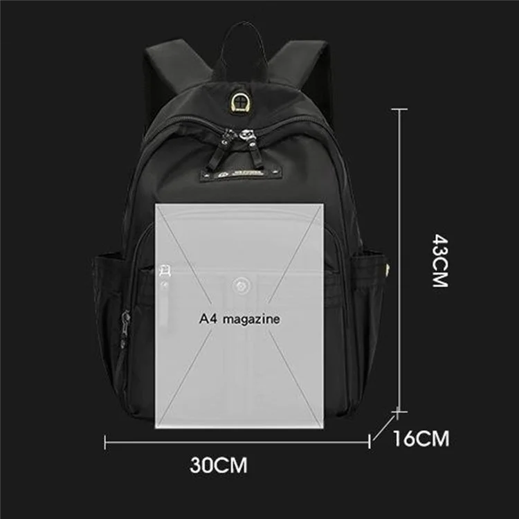 WEPOWER 7104 Zaino in nylon impermeabile per studenti, viaggio, grande capacità - Nero