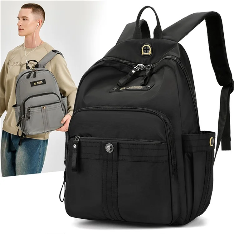 WEPOWER 7104 Zaino in nylon impermeabile per studenti, viaggio, grande capacità - Nero