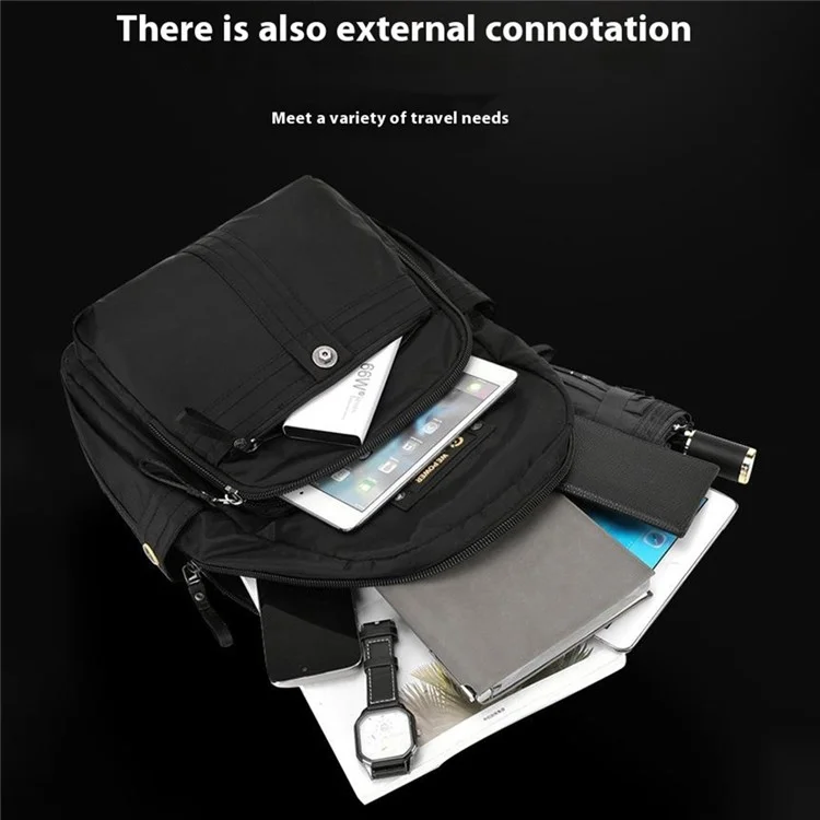 WEPOWER 7104 Zaino in nylon impermeabile per studenti, viaggio, grande capacità - Nero