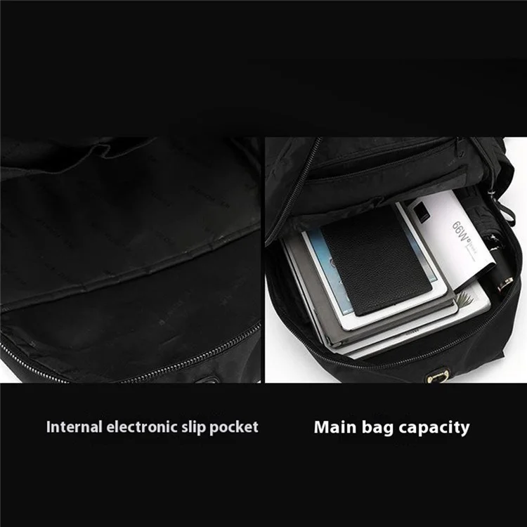 WEPOWER 7104 Zaino in nylon impermeabile per studenti, viaggio, grande capacità - Nero