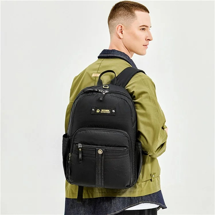 WEPOWER 7104 Zaino in nylon impermeabile per studenti, viaggio, grande capacità - Nero