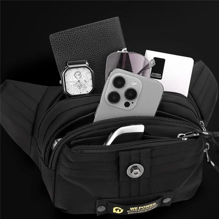 WEPOWER 7101 Pochete Multibolso de Nylon Bolsa Transversal para Uso Externo e Deslocamento - Preto
