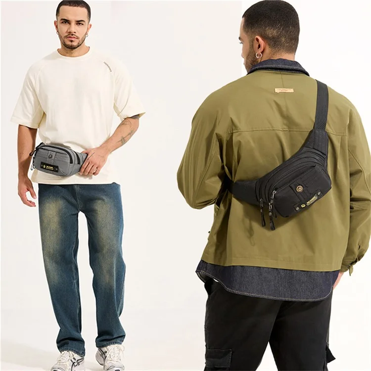 WEPOWER 7101 Pochete Multibolso de Nylon Bolsa Transversal para Uso Externo e Deslocamento - Preto