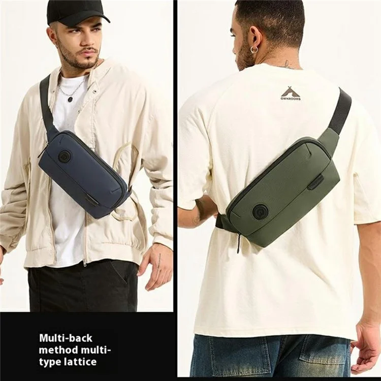 WEPOWER 1315 Stilvolle Hüfttasche Herren Umhängetasche Wasserdicht Nylon Brusttasche - Schwarz