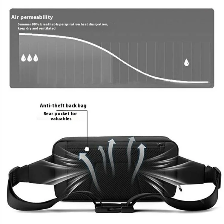 WEPOWER 1315 Stilvolle Hüfttasche Herren Umhängetasche Wasserdicht Nylon Brusttasche - Schwarz