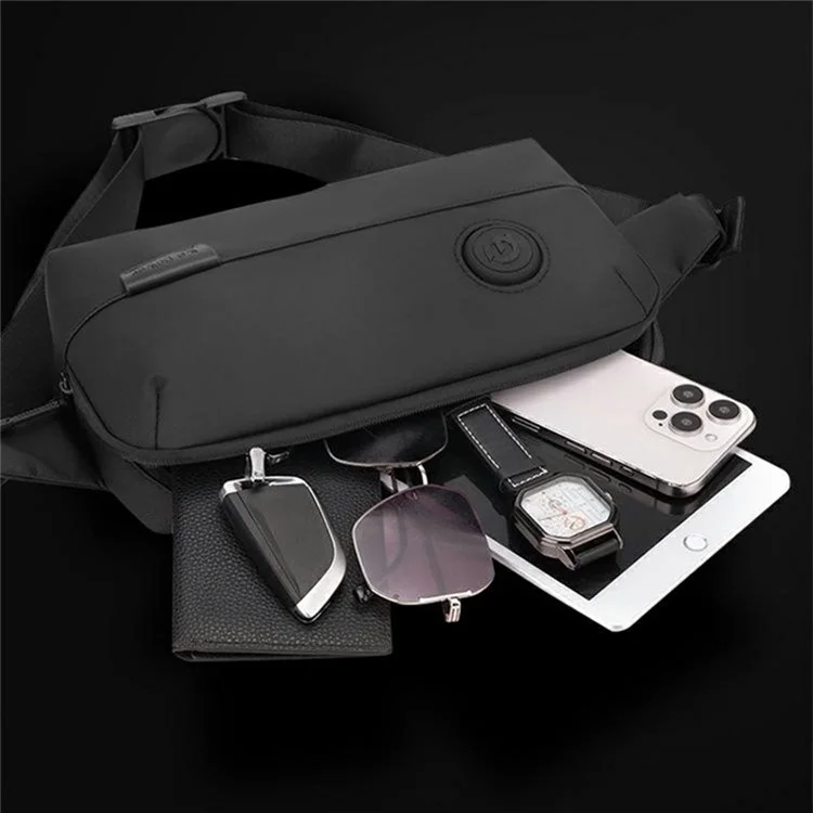 WEPOWER 1315 Stilvolle Hüfttasche Herren Umhängetasche Wasserdicht Nylon Brusttasche - Schwarz