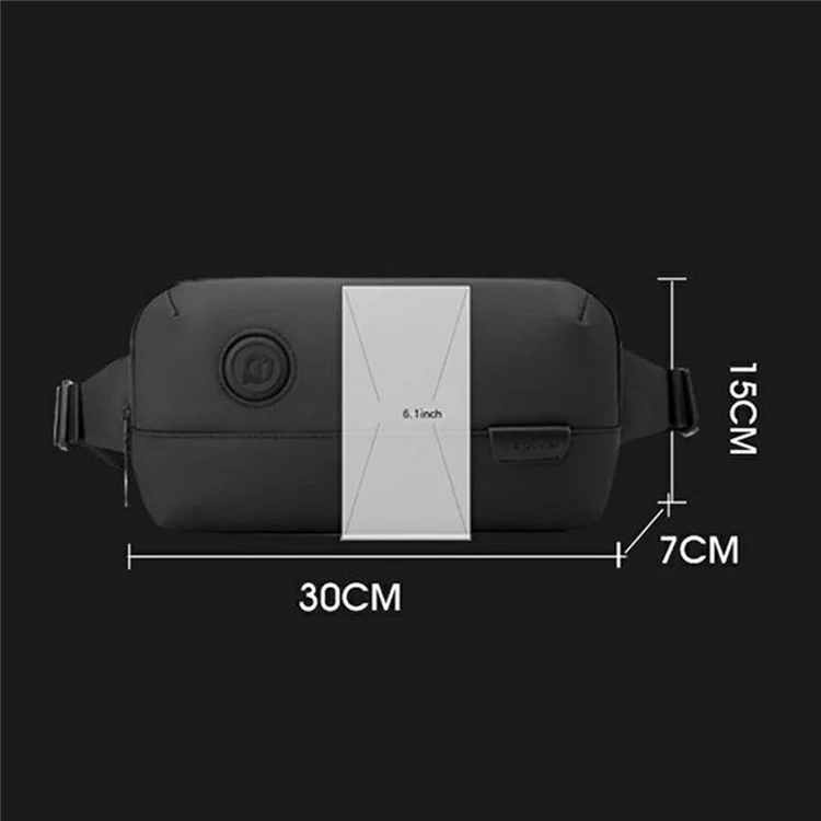 WEPOWER 1315 Stilvolle Hüfttasche Herren Umhängetasche Wasserdicht Nylon Brusttasche - Schwarz