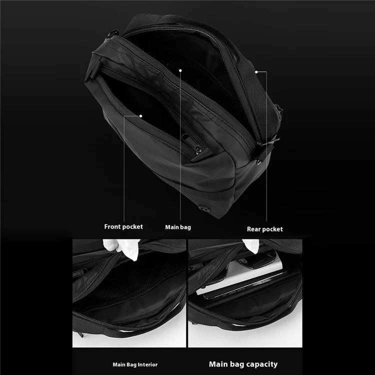 Sac de sport WEPOWER 880 Sac bandoulière en nylon imperméable - Noir