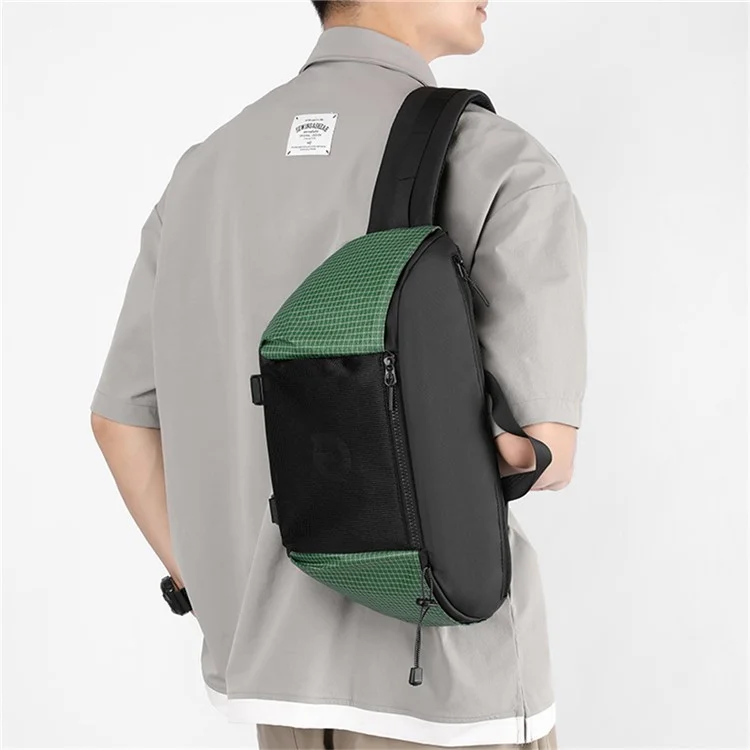 WEPOWER 6630 Marsupio in nylon impermeabile di grande capacità, unisex, a tracolla singola - Nero