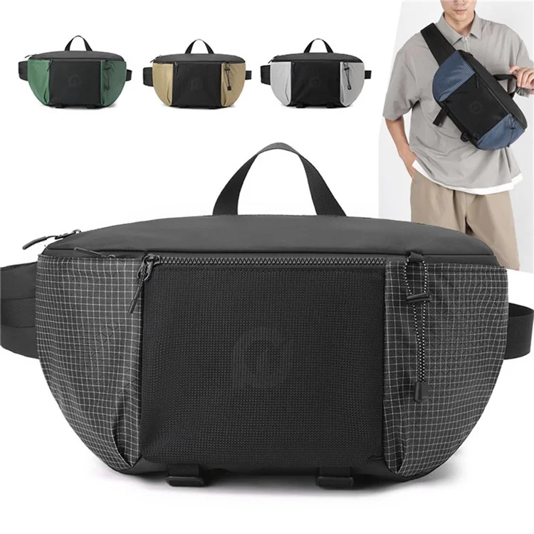 WEPOWER 6630 Marsupio in nylon impermeabile di grande capacità, unisex, a tracolla singola - Nero