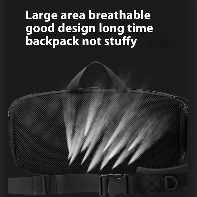 WEPOWER 6630 Marsupio in nylon impermeabile di grande capacità, unisex, a tracolla singola - Nero