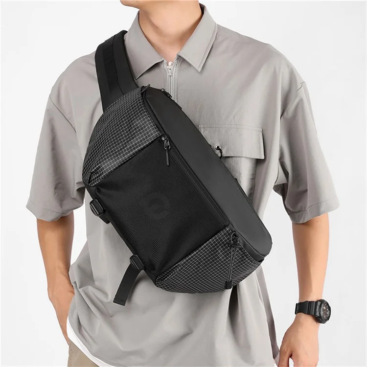 WEPOWER 6630 Marsupio in nylon impermeabile di grande capacità, unisex, a tracolla singola - Nero