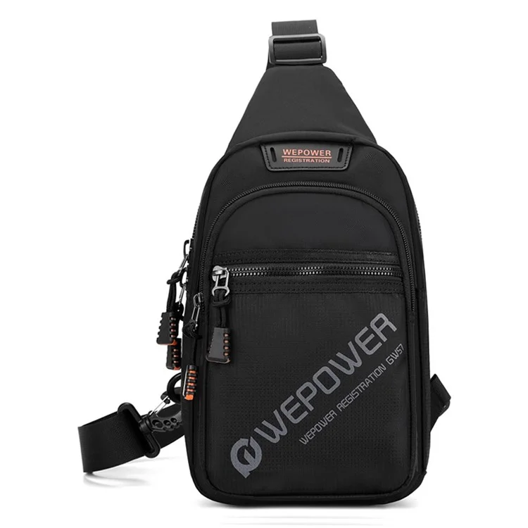 WEPOWER 2315 Casual Business Men Chest Bag Travel Sports Nylon Single Shoulder Crossbody Bag - Nero