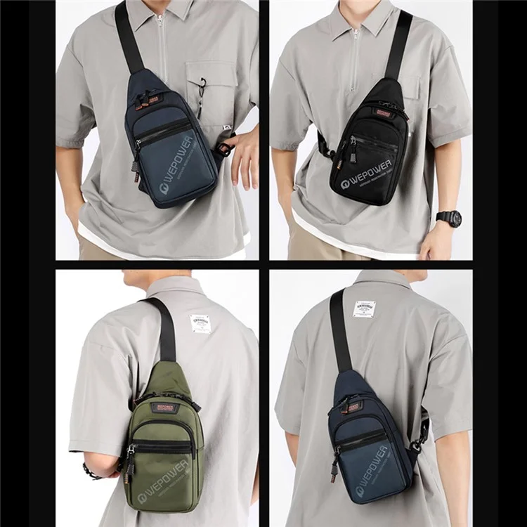 WEPOWER 2315 Casual Business Men Chest Bag Travel Sports Nylon Single Shoulder Crossbody Bag - Nero