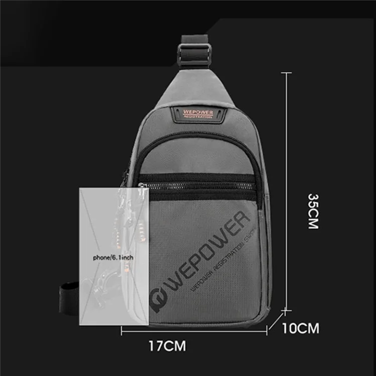 WEPOWER 2315 Casual Business Men Chest Bag Travel Sports Nylon Single Shoulder Crossbody Bag - Nero