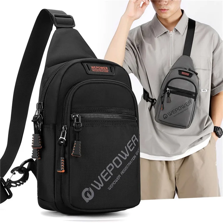 WEPOWER 2315 Casual Business Men Chest Bag Travel Sports Nylon Single Shoulder Crossbody Bag - Nero
