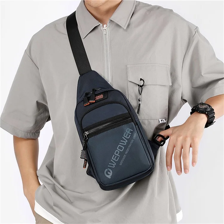 WEPOWER 2315 Casual Business Men Chest Bag Travel Sports Nylon Single Shoulder Crossbody Bag - Nero