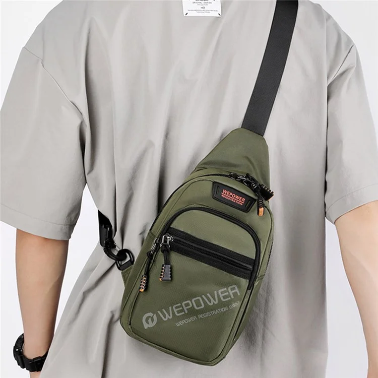 WEPOWER 2315 Casual Business Men Chest Bag Travel Sports Nylon Single Shoulder Crossbody Bag - Nero