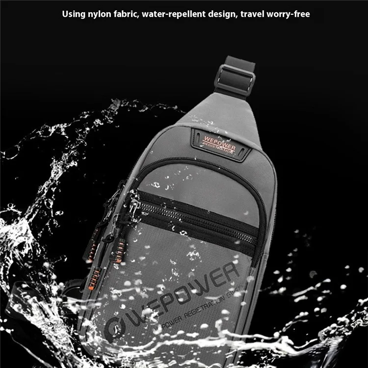 WEPOWER 2315 Casual Business Men Chest Bag Travel Sports Nylon Single Shoulder Crossbody Bag - Nero