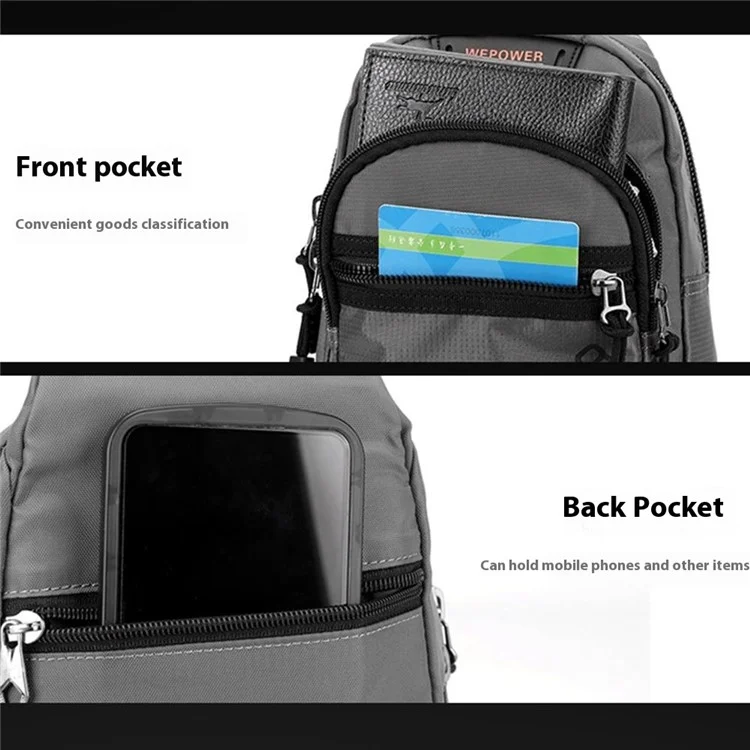 WEPOWER 2315 Casual Business Men Chest Bag Travel Sports Nylon Single Shoulder Crossbody Bag - Nero