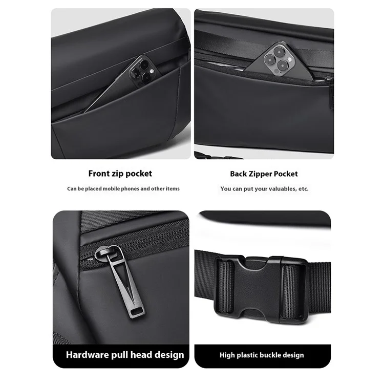 1-5166 Fashion Men Messenger Bag Waterproof Nylon Crossbody Pack for Traveling - Grey