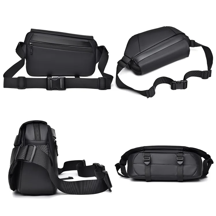 1-5166 Fashion Men Messenger Bag Waterproof Nylon Crossbody Pack for Traveling - Grey