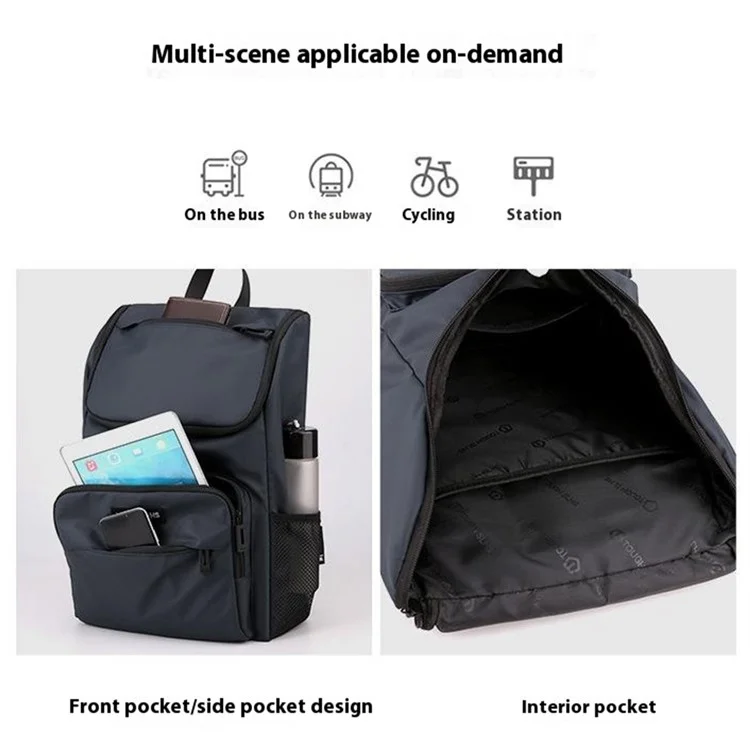 Mochila casual estilosa TOUGH SLHS 3405 de grande capacidade, para uso diário, negócios e transporte de laptop - Preta