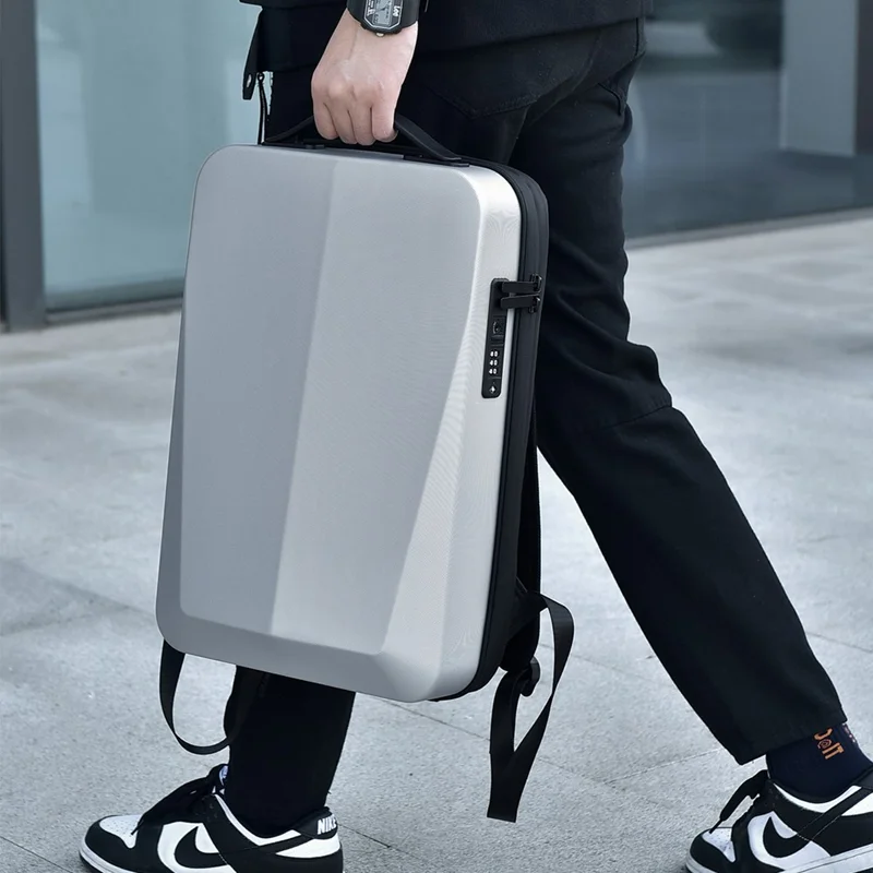 Expandable Capacity Waterproof Men Business Backpack Anti Theft Laptop Bag with USB Charging Port - Dark Grey