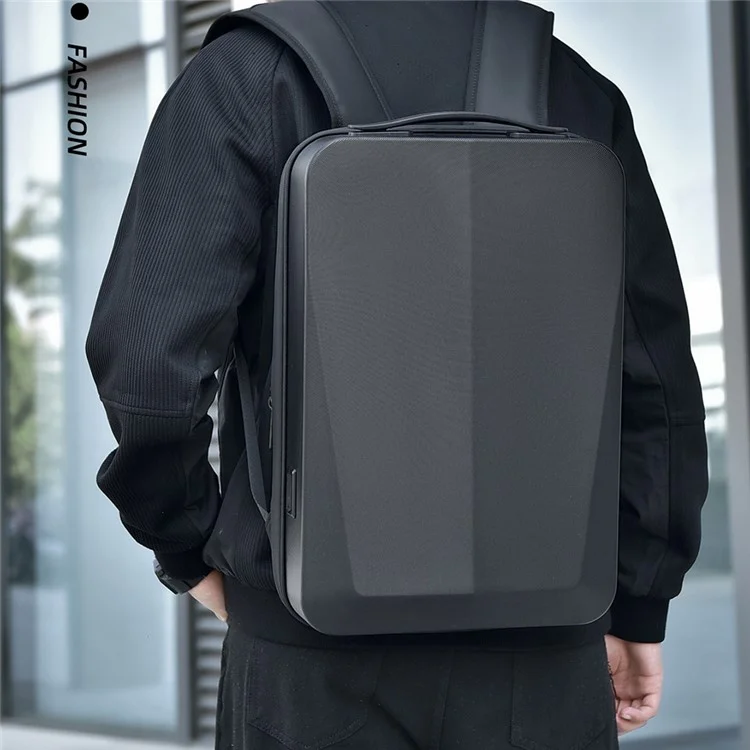 Expandable Capacity Waterproof Men Business Backpack Anti Theft Laptop Bag with USB Charging Port - Dark Grey