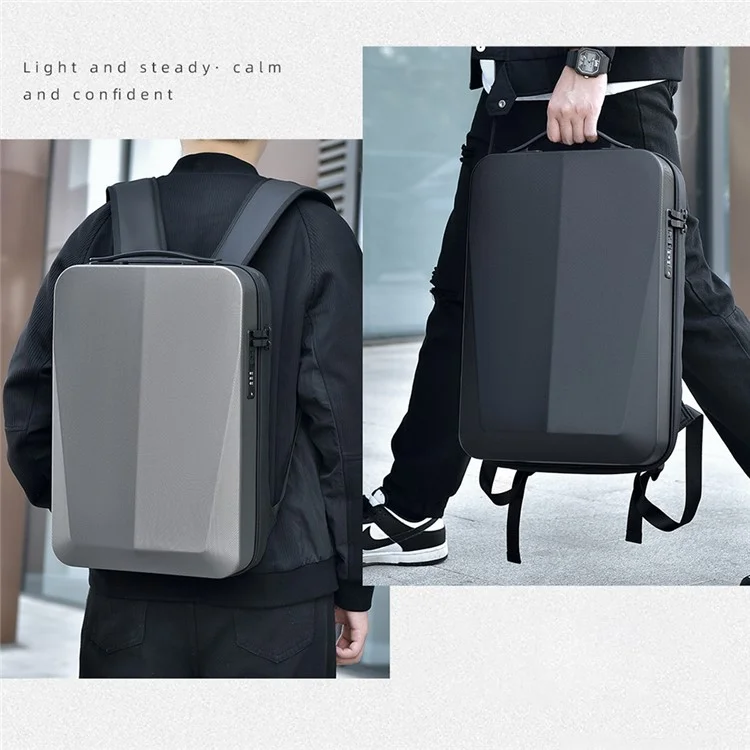 Expandable Capacity Waterproof Men Business Backpack Anti Theft Laptop Bag with USB Charging Port - Dark Grey