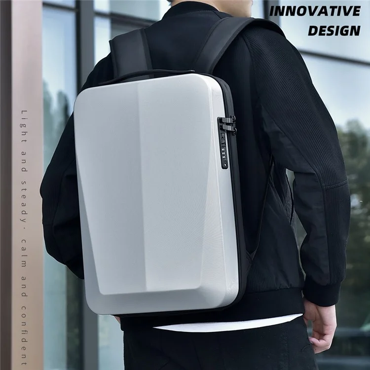Expandable Capacity Waterproof Men Business Backpack Anti Theft Laptop Bag with USB Charging Port - Dark Grey
